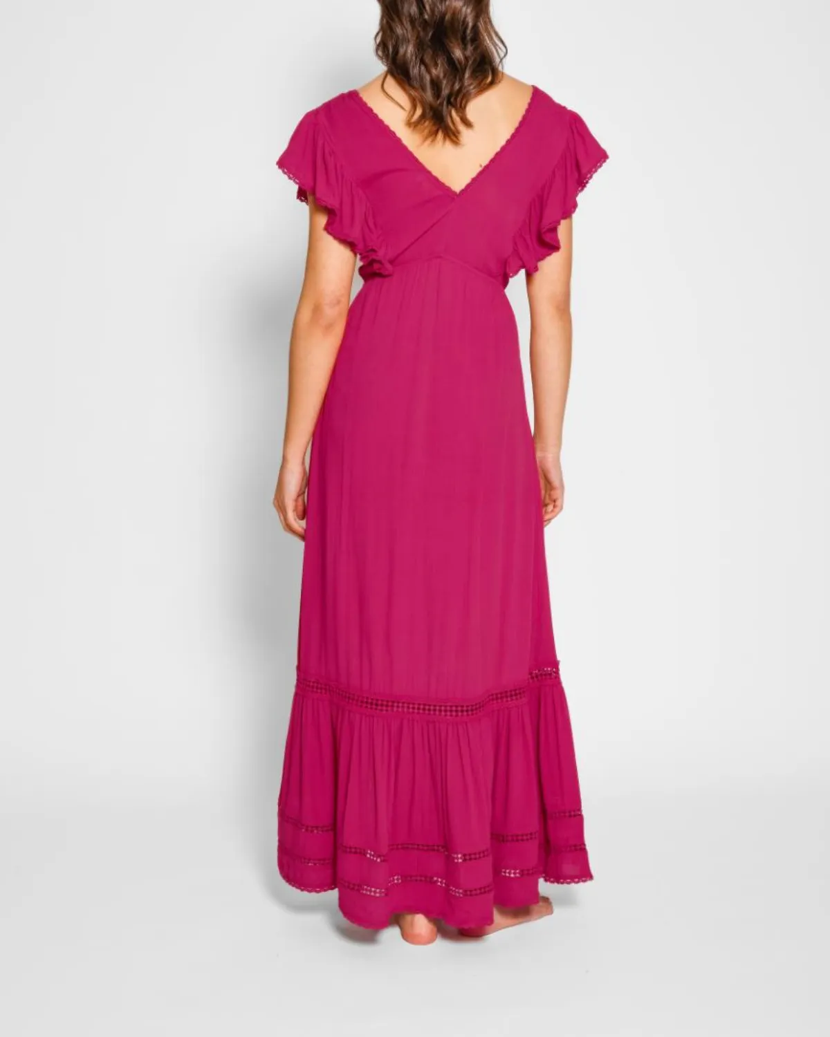 2025 Koy Miami Luxe Ruffle Sleeve Maxi Dress - K24203-01