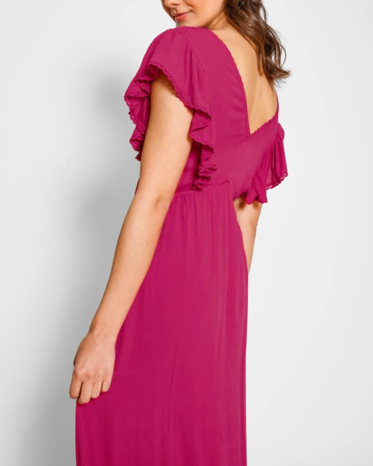 2025 Koy Miami Luxe Ruffle Sleeve Maxi Dress - K24203-01