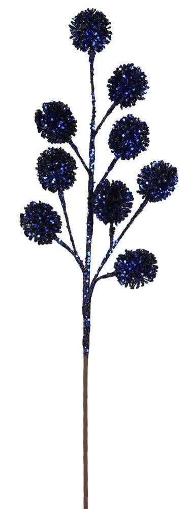26" Navy Blue Glitter Ball Pick Spray