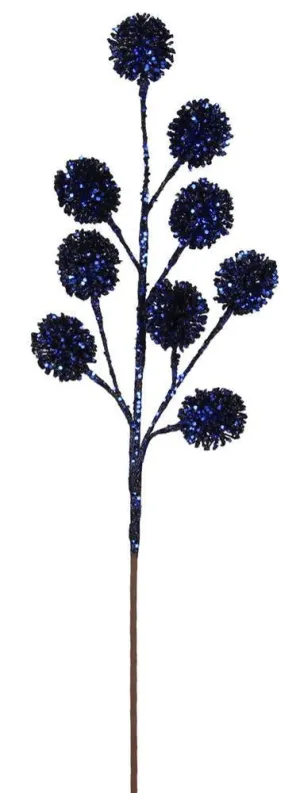 26" Navy Blue Glitter Ball Pick Spray