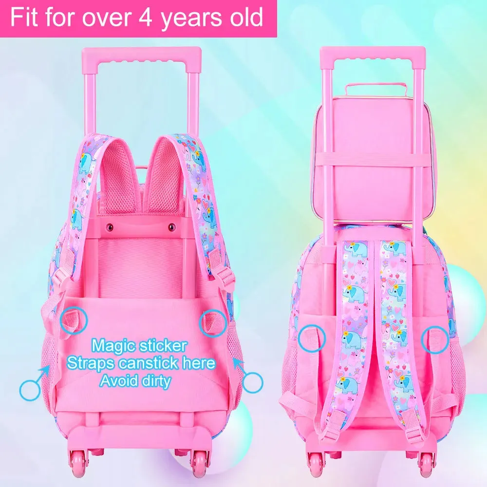 3 Piece Rolling Backpack For Girls Elementary School