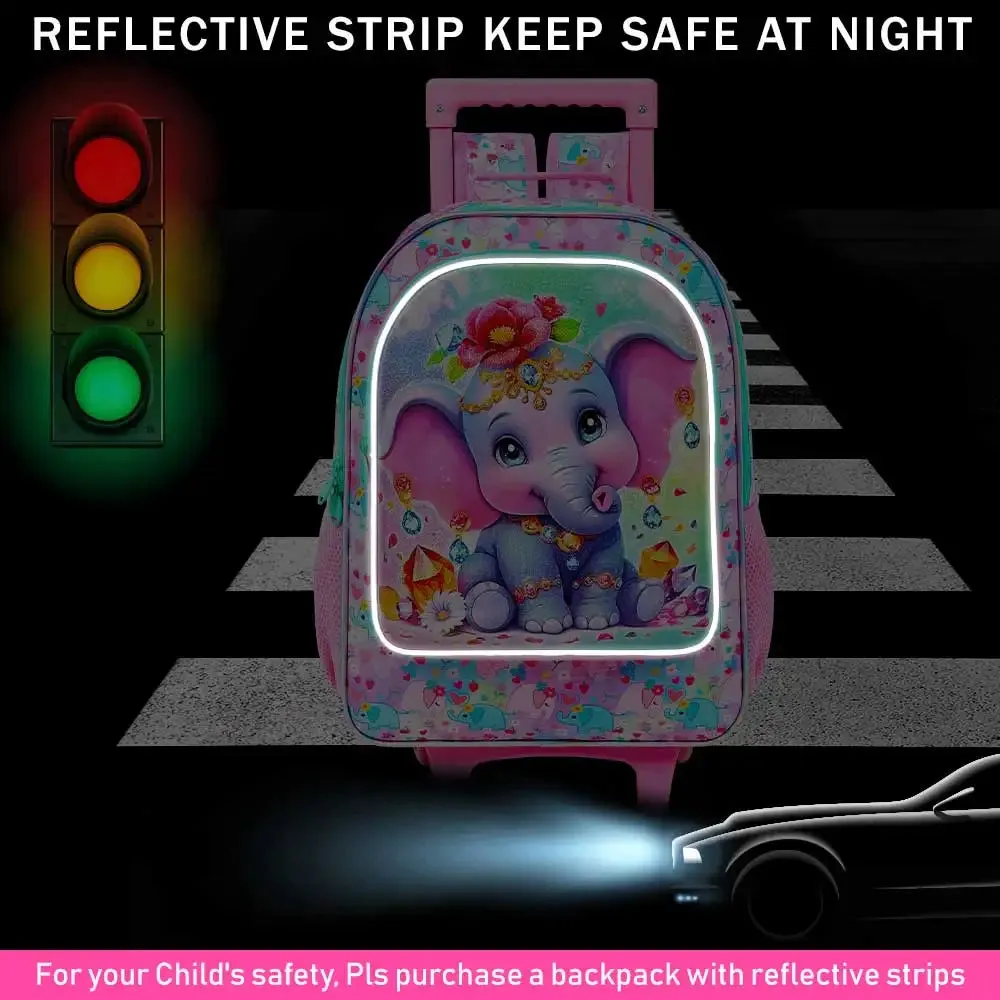 3 Piece Rolling Backpack For Girls Elementary School