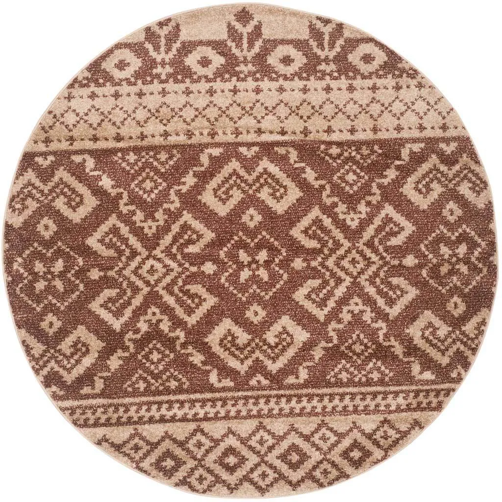 Adirondack Tribal Camel/Chocolate Round Rug