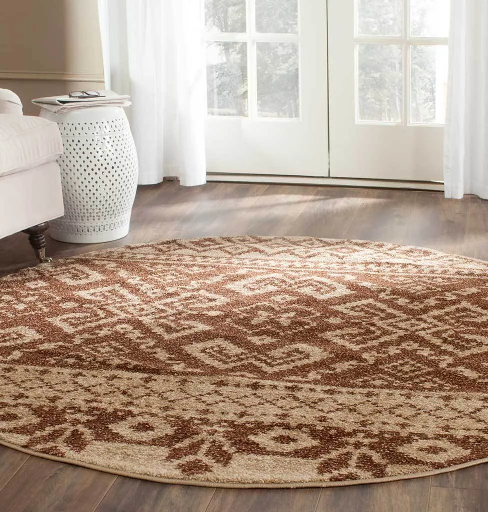 Adirondack Tribal Camel/Chocolate Round Rug