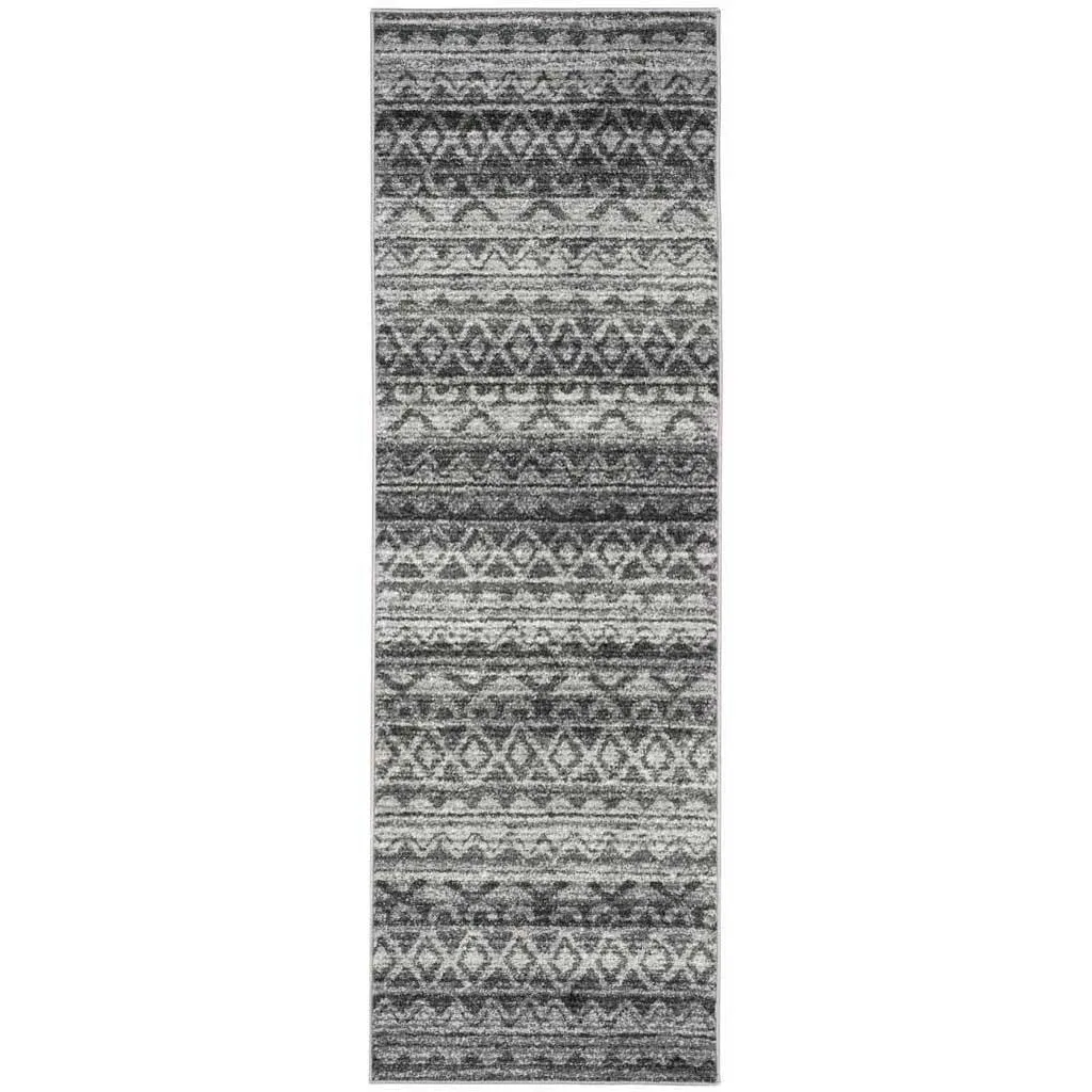 Adirondack Tribal Ivory/Charcoal Runner Rug
