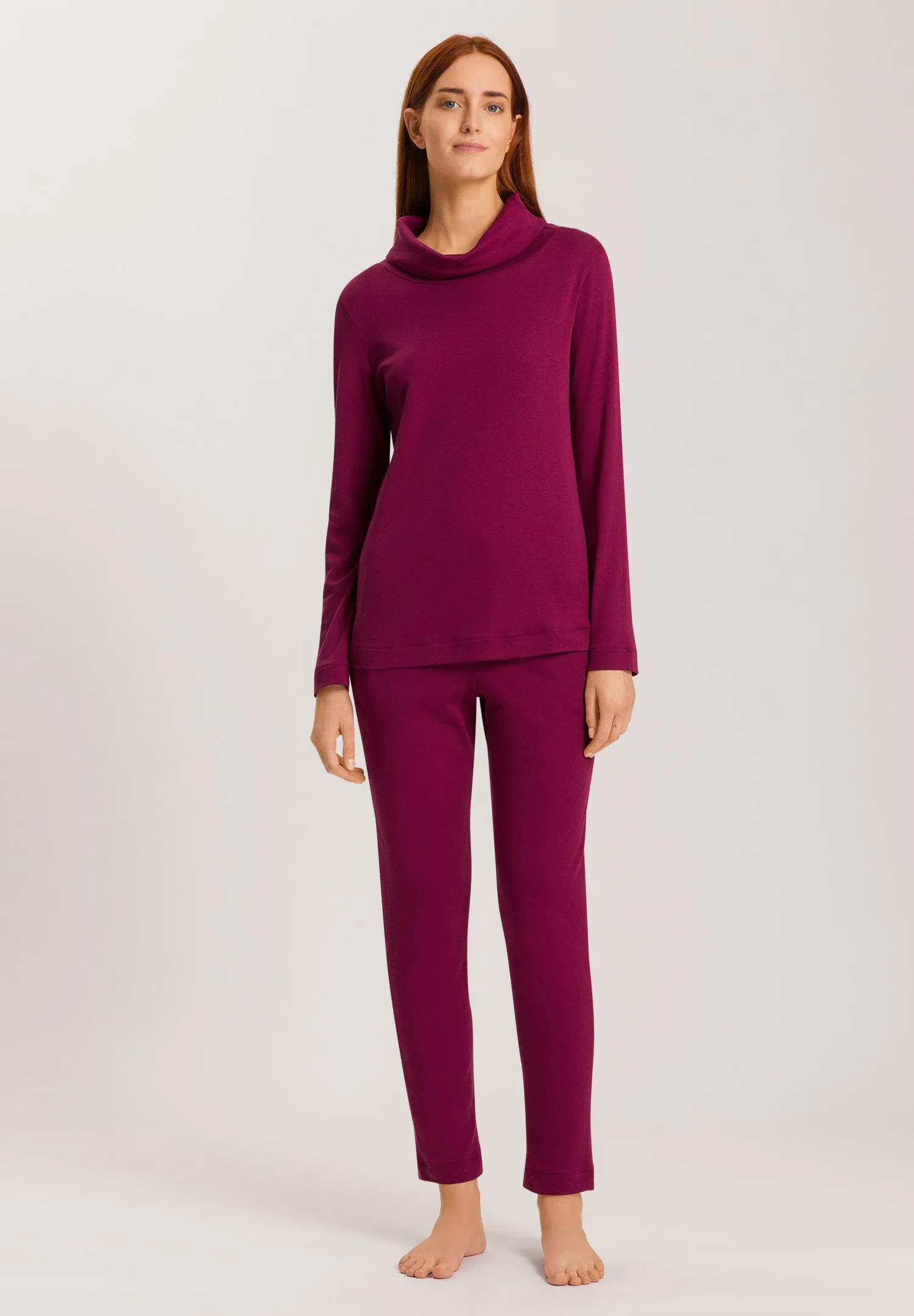 Agatha Cotton Cowl Neck Pajama Set | Deep Poppy 74865-2405