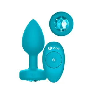 b-Vibe Remote Control Vibrating Jewel Plug (S/M) - Teal