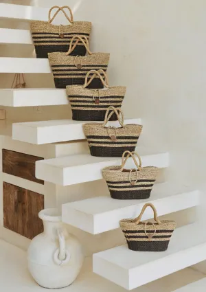 Basket CoCo-Nut Black Natural Set of 6