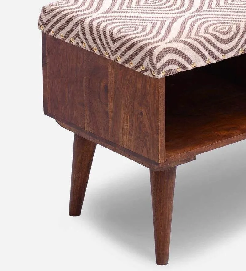 Berk Mango Wood Storage Bench In Cotton Grey Colour