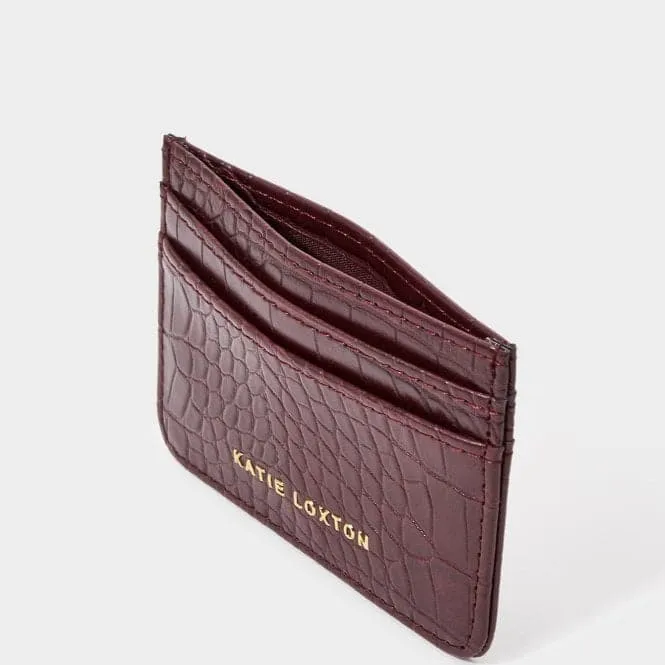 Burgundy Faux Croc Card Holder KLB2384