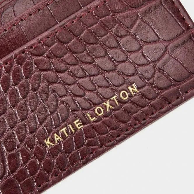 Burgundy Faux Croc Card Holder KLB2384
