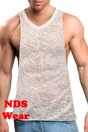 Burnout Cutout Mens Muscle V-Neck Shirt