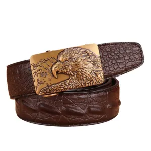 Ceinture en cuir effet crocodile boucle Aigle pour homme, modèle Abaka