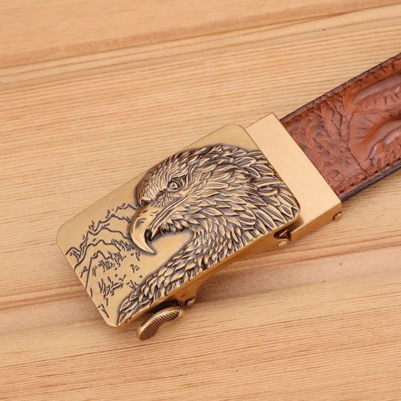 Ceinture en cuir effet crocodile boucle Aigle pour homme, modèle Abaka
