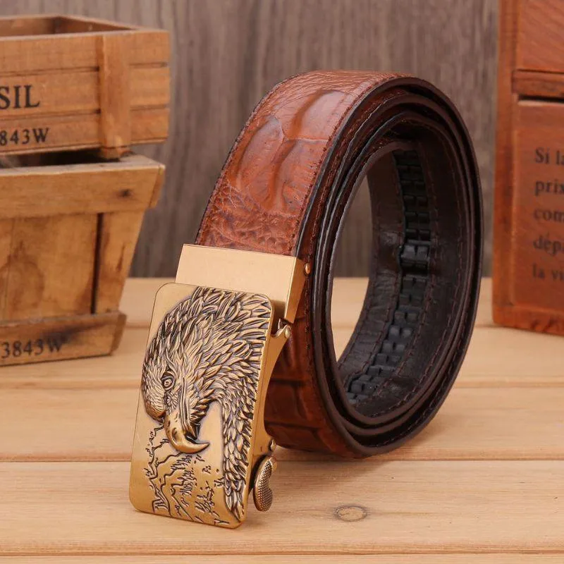 Ceinture en cuir effet crocodile boucle Aigle pour homme, modèle Abaka
