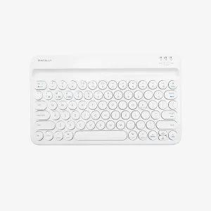 Compact Bluetooth Keyboard for Mac with iPhone or iPad Holder (White)