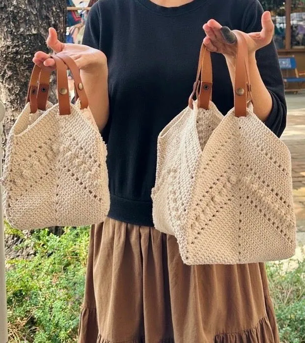 Daniela Mini Knotted Crochet Tote Tan - Pre Order for December