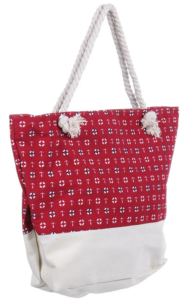 FSB19904 Red Summer Print Jumbo Size Beach Bag