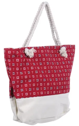 FSB19904 Red Summer Print Jumbo Size Beach Bag