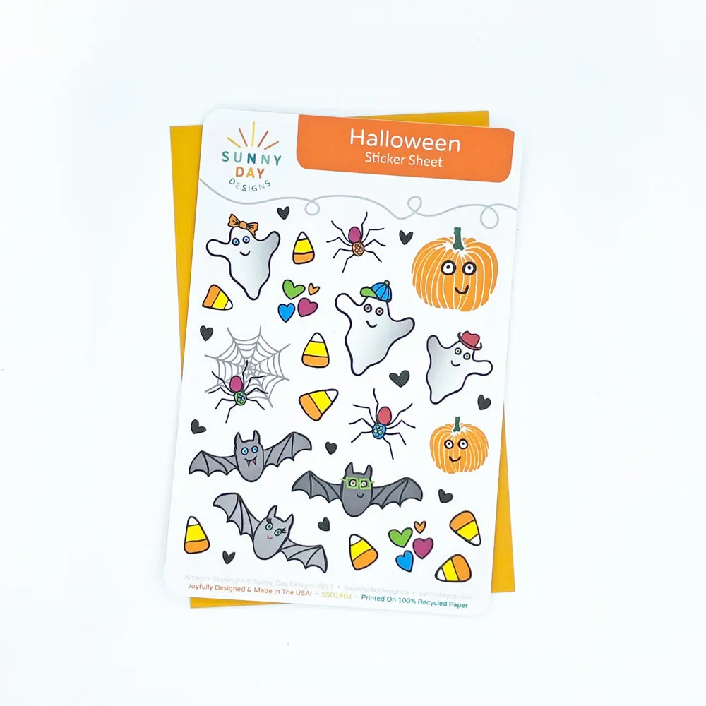 Halloween Sticker Sheet (4x6) - 100% Recycled Paper, Made in the USA