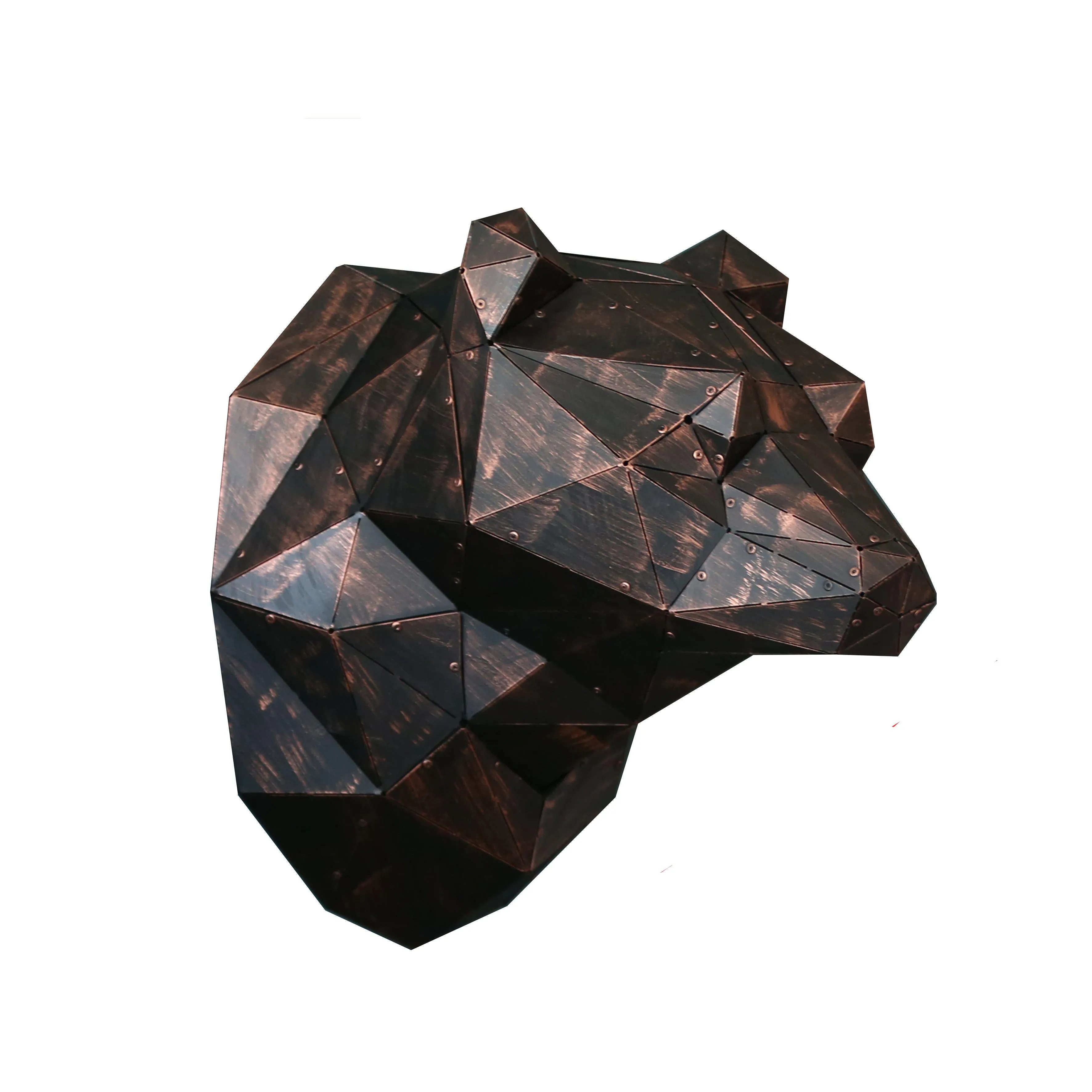 Metal Bear Head - Decorative Sculpture - Black Copper