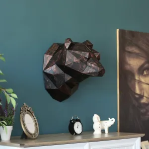 Metal Bear Head - Decorative Sculpture - Black Copper