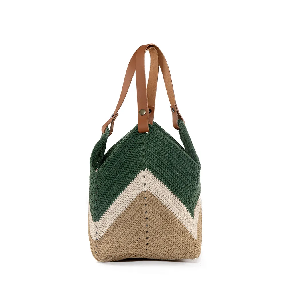 Mini Maya Crochet Tote Army/Tan