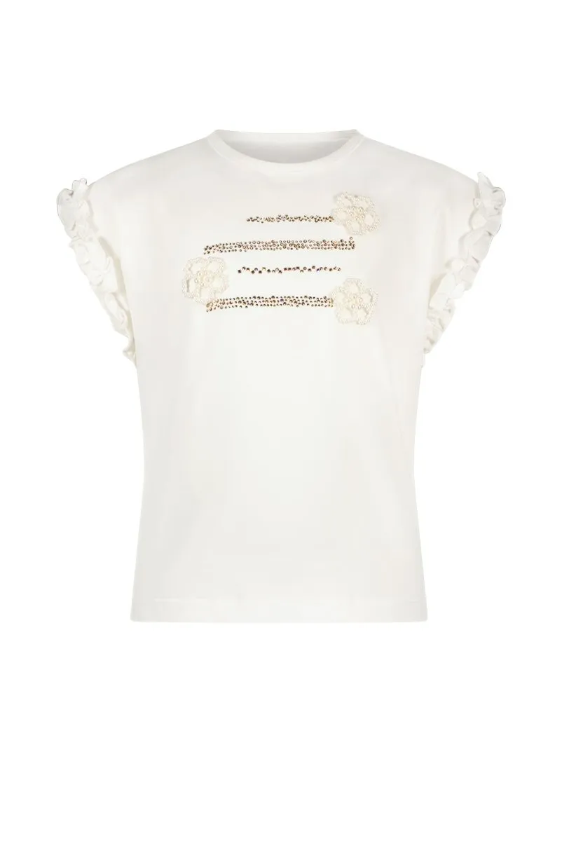 NOPALY flowers & lines T-shirt Off white