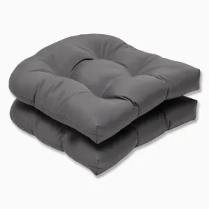 Outdoor/Indoor Fortress Canvas Charcoal Wicker Seat Cushion (Set of 2)