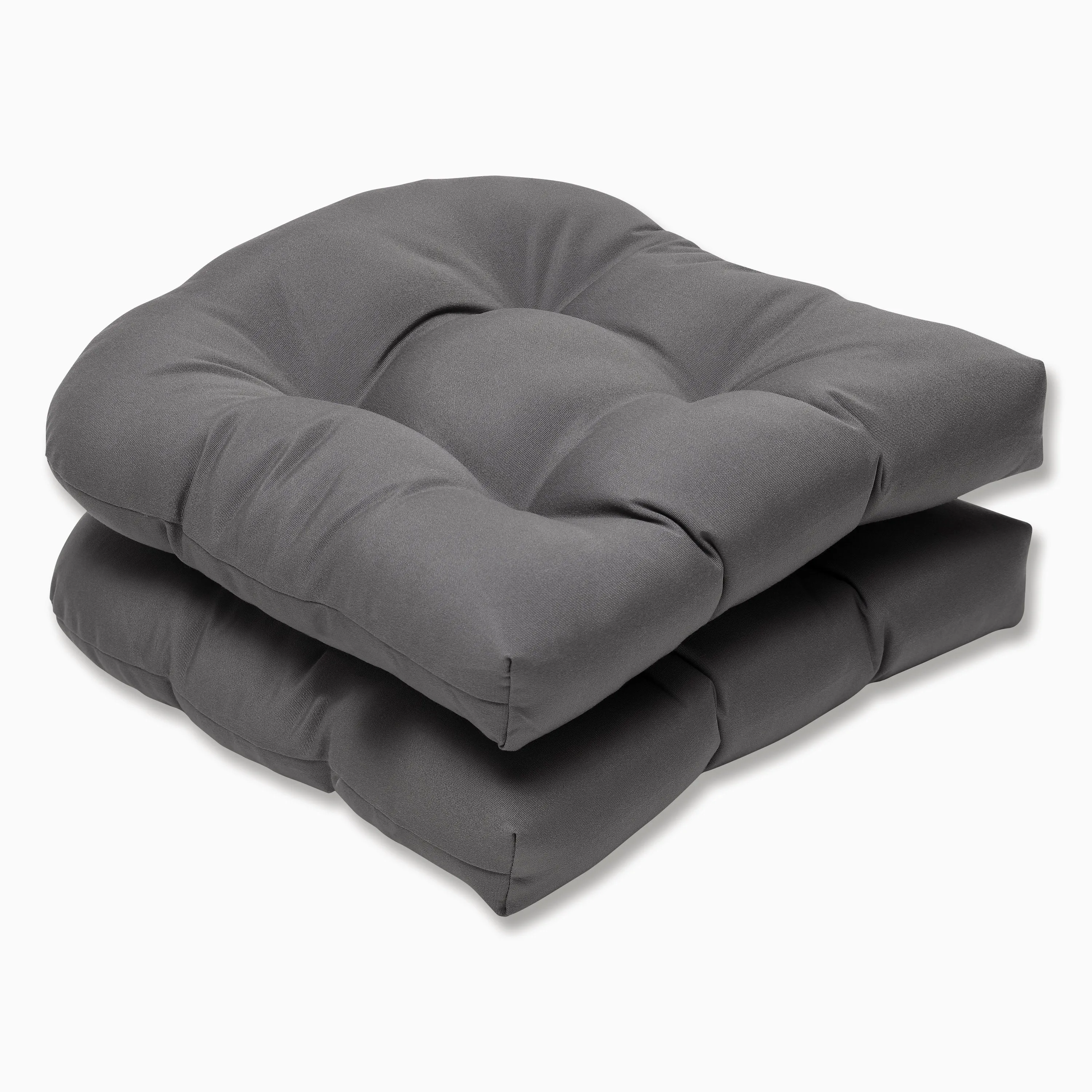 Outdoor/Indoor Fortress Canvas Charcoal Wicker Seat Cushion (Set of 2)