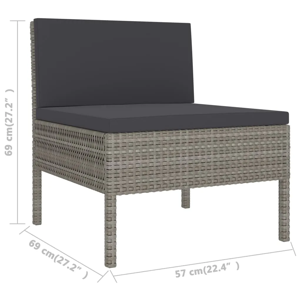 Patio Chairs 3 Pcs Rattan Conversation Chair with Cushions Poly Rattan