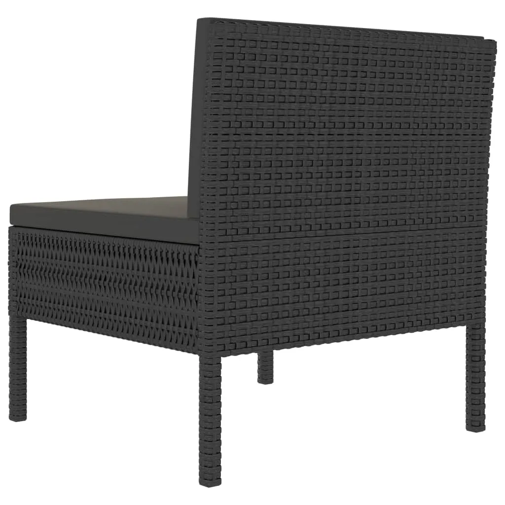 Patio Chairs 3 Pcs Rattan Conversation Chair with Cushions Poly Rattan