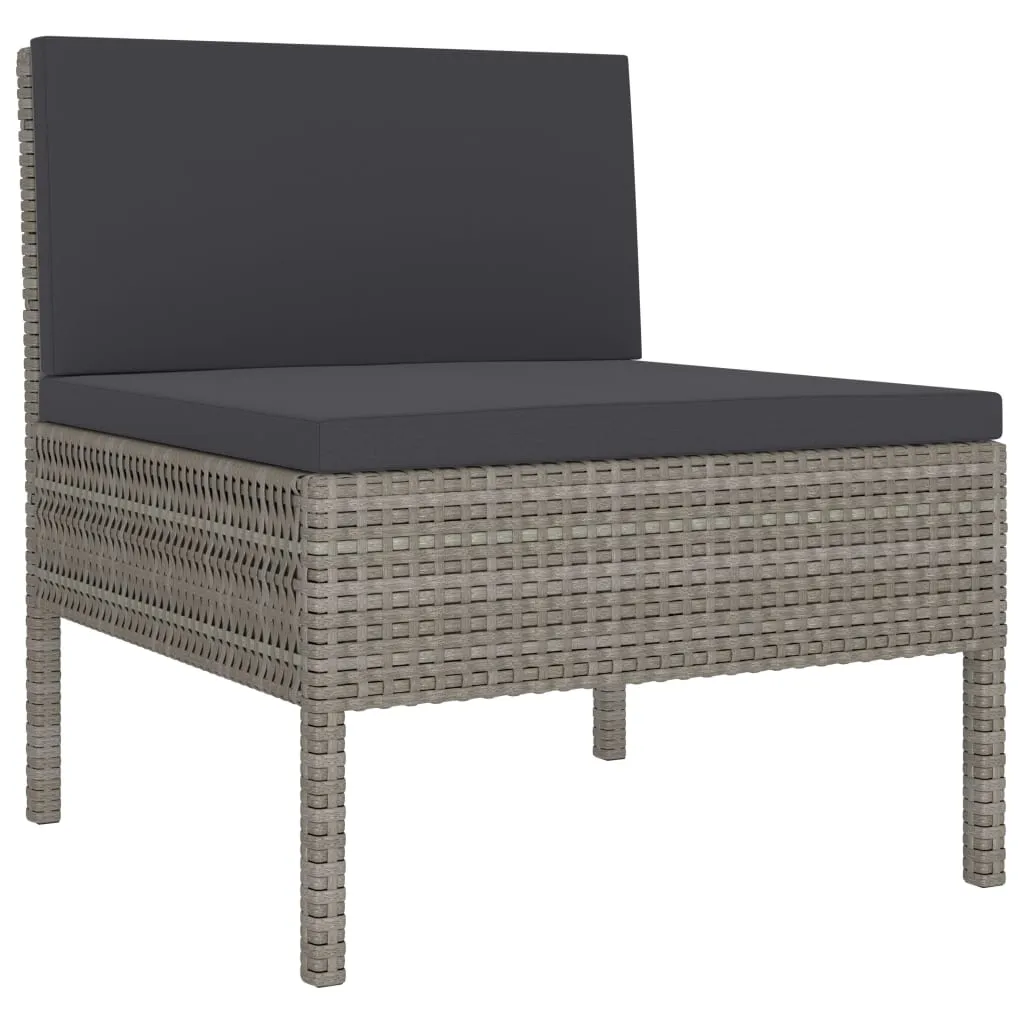 Patio Chairs 3 Pcs Rattan Conversation Chair with Cushions Poly Rattan