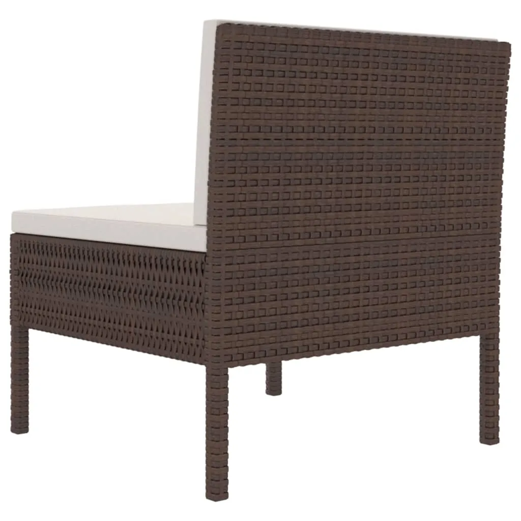 Patio Chairs 3 Pcs Rattan Conversation Chair with Cushions Poly Rattan