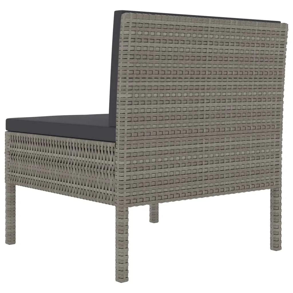 Patio Chairs 3 Pcs Rattan Conversation Chair with Cushions Poly Rattan