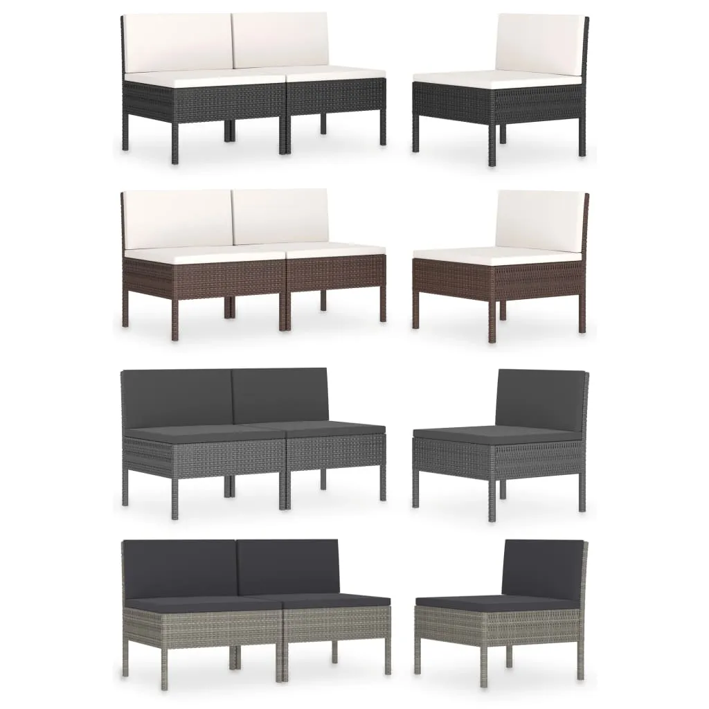 Patio Chairs 3 Pcs Rattan Conversation Chair with Cushions Poly Rattan