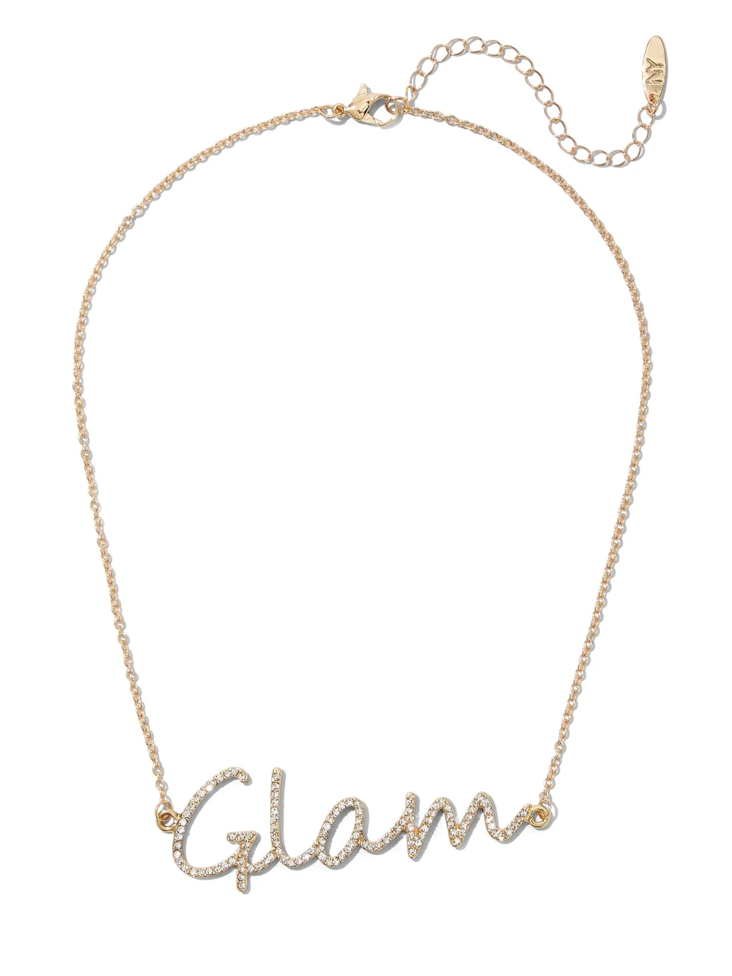 Pave “Glam” Nameplate Necklace