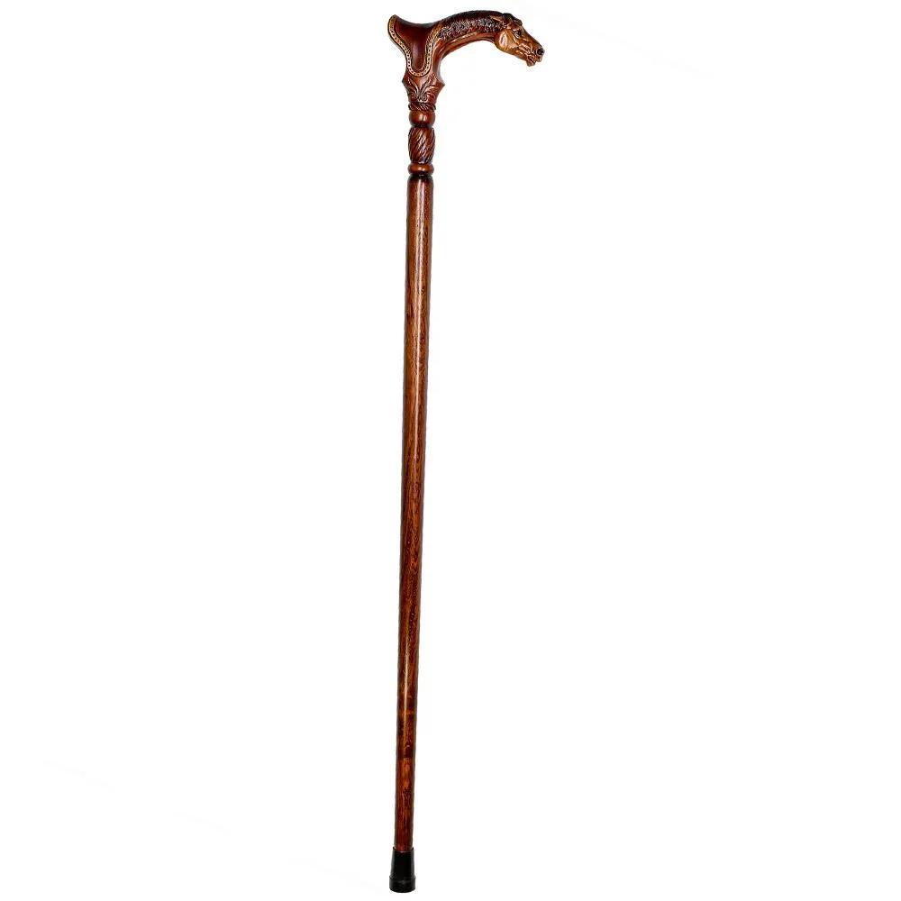 Premium Artisan Horse & Saddle Handcarved Cane