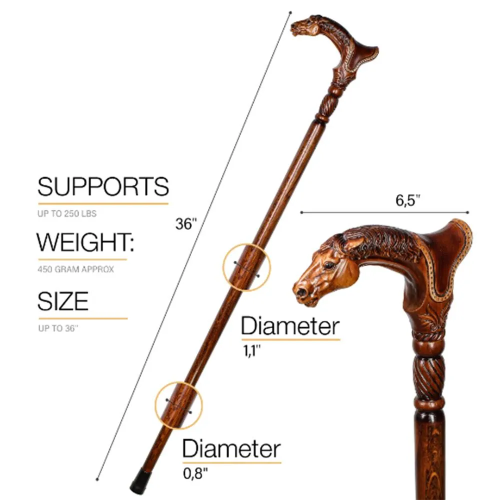 Premium Artisan Horse & Saddle Handcarved Cane