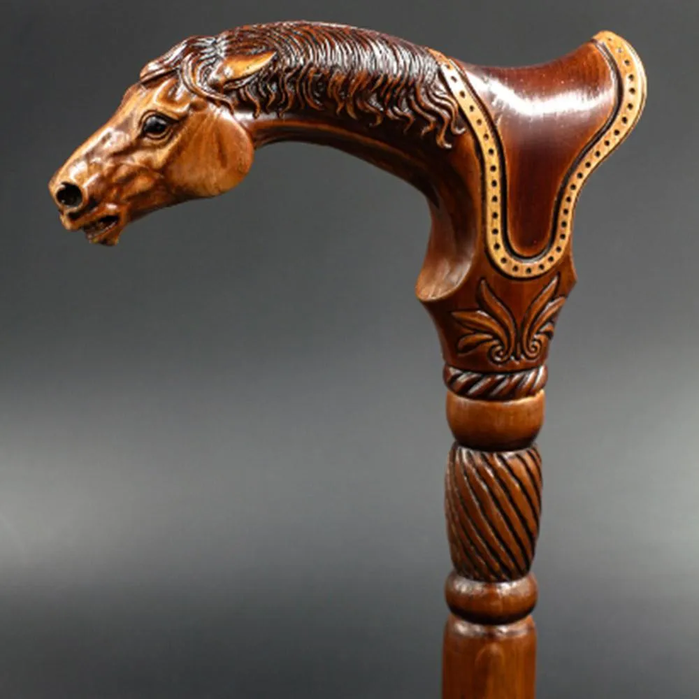 Premium Artisan Horse & Saddle Handcarved Cane