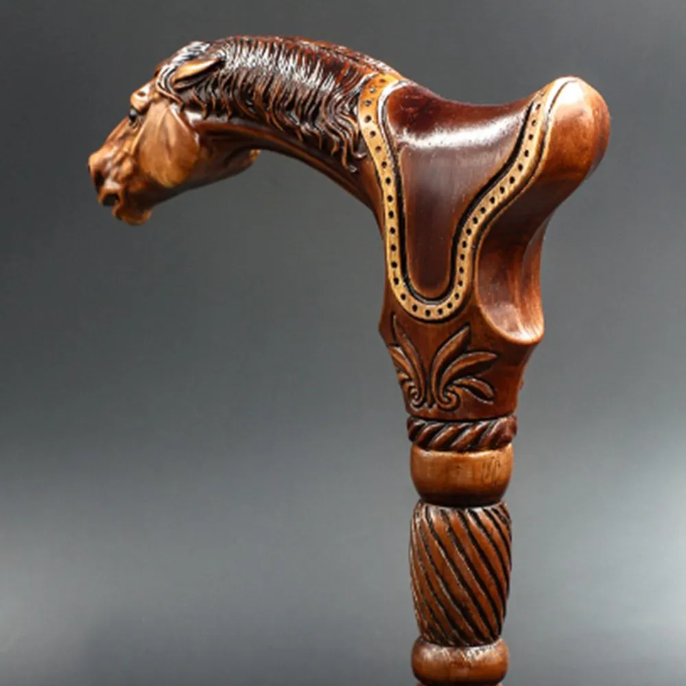Premium Artisan Horse & Saddle Handcarved Cane