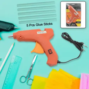 Professional 60 Watt with 5 Pcs Hot Melt Glue Stick & ON / Off Switch, Electric Tool Hot Melt Glue Gun For Multi Use (1 Pc)
