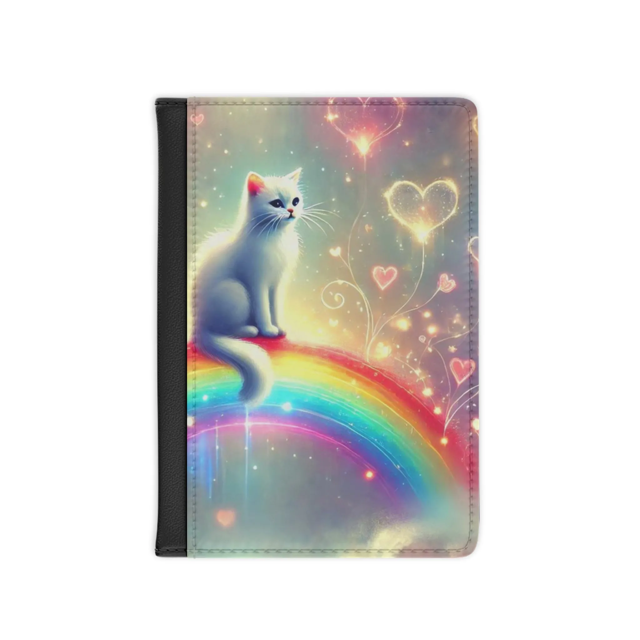 Rainbow Hearts - Cat Lover Passport Cover, Travel Wallet