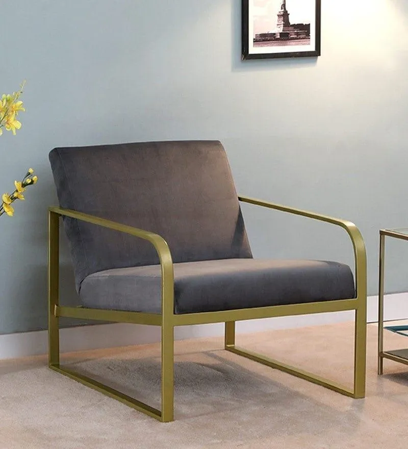 Ronaldo Metal Chair In Velvet Grey colour