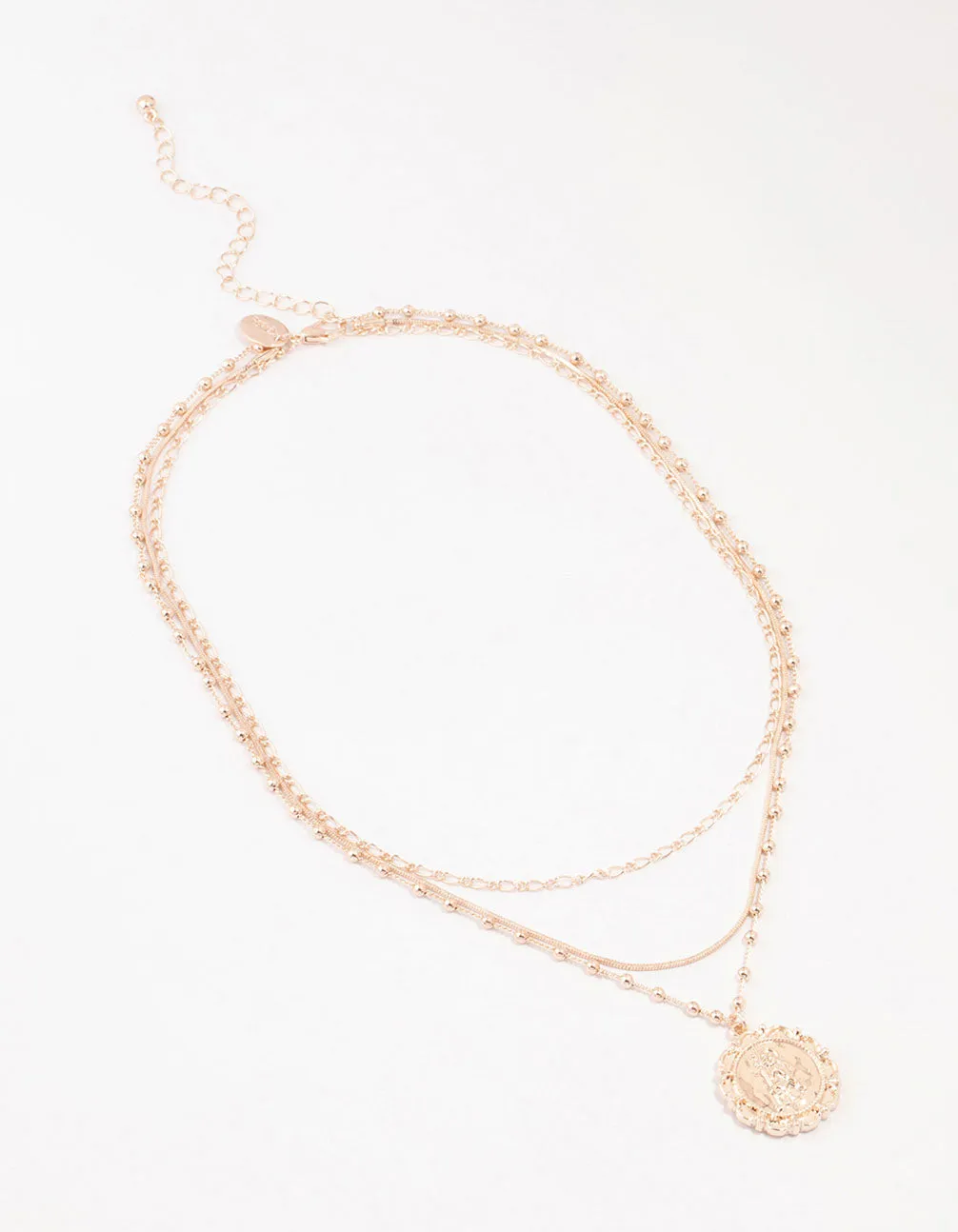 Rose Gold Plated Plated Sterling Silver Pendant Layered  Necklace