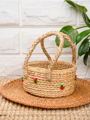 Round Small Flower Basket with Handle