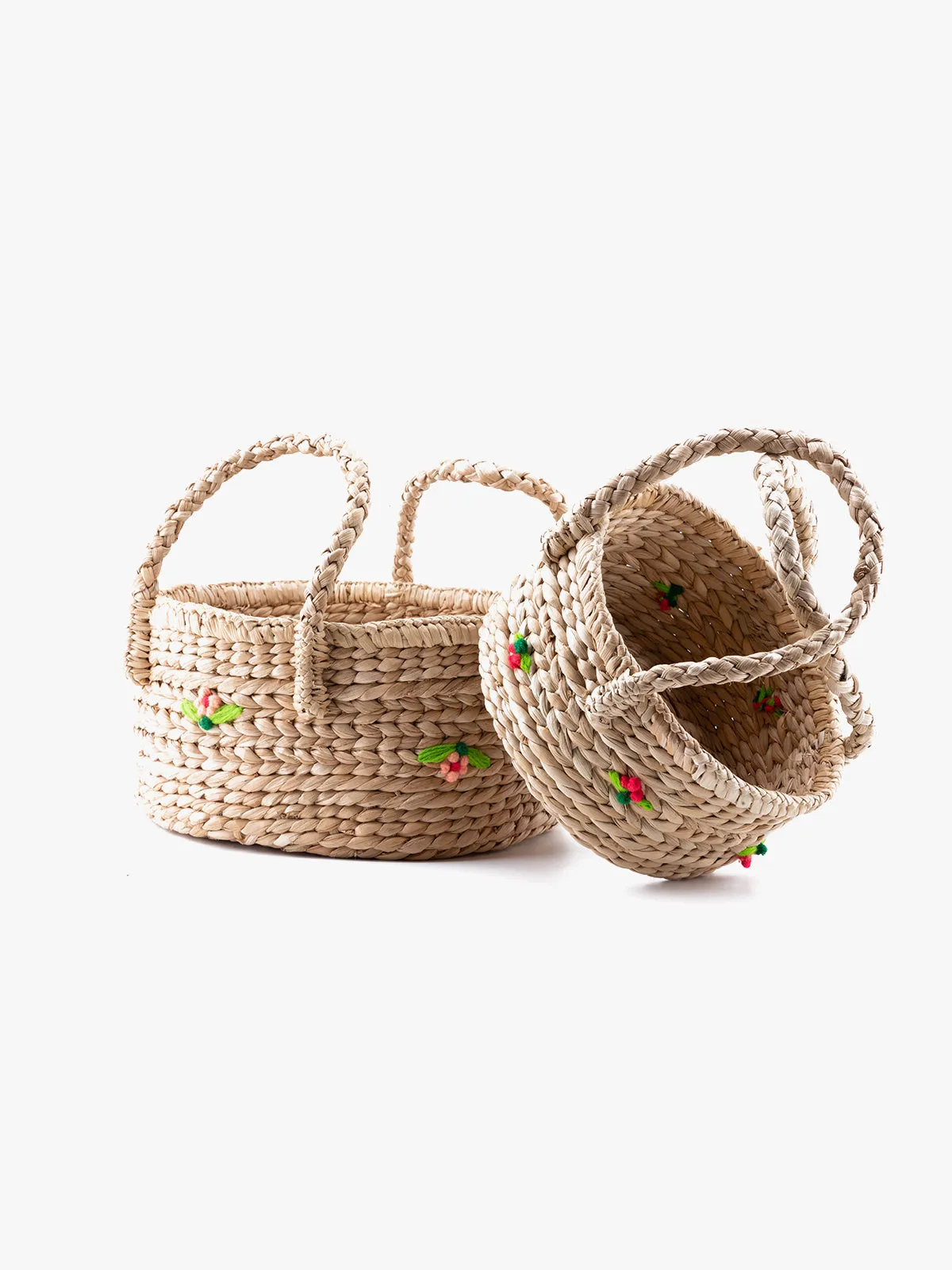 Round Small Flower Basket with Handle