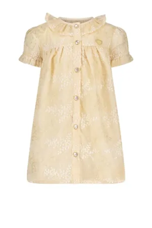 SILLY leaf-chiffon jurk Cappuccino