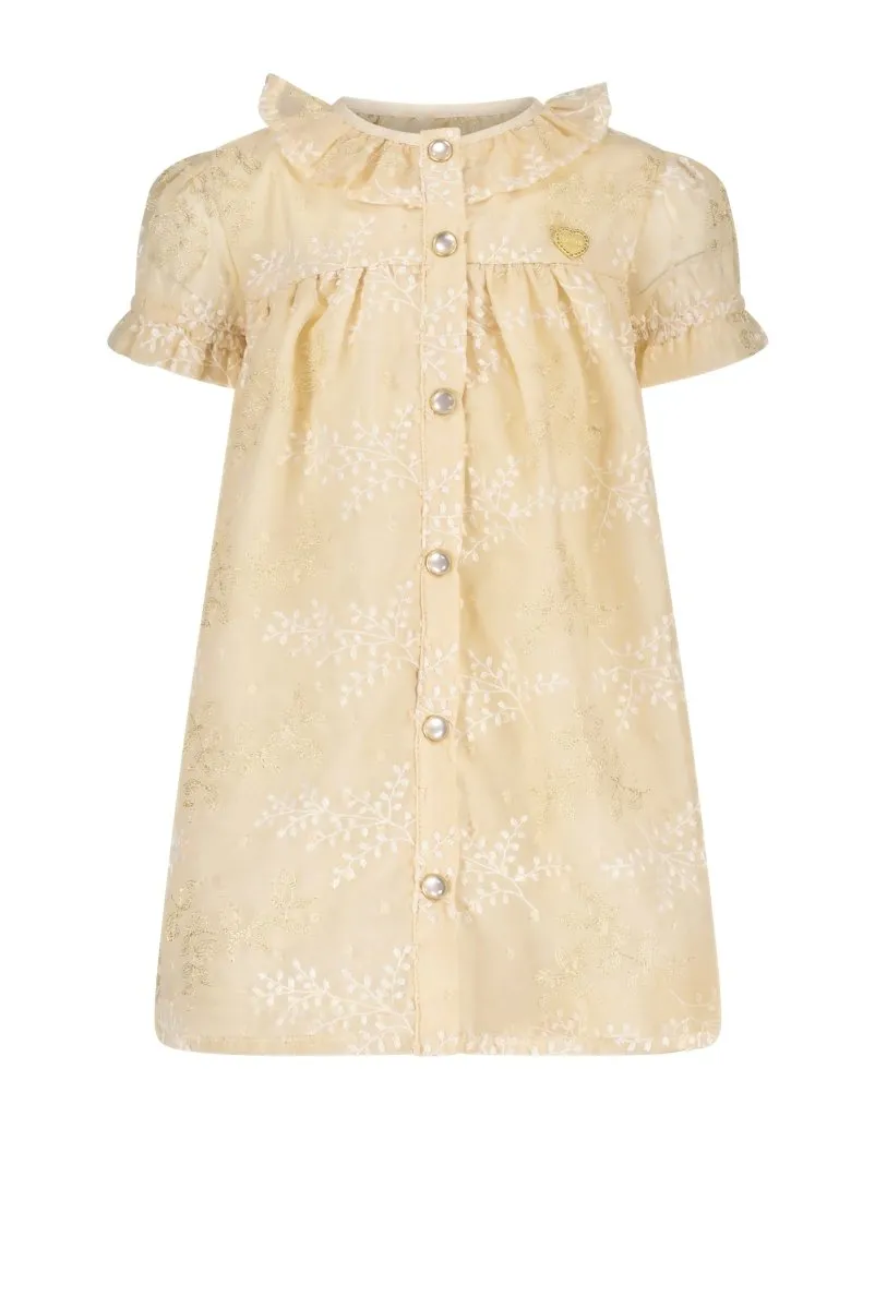 SILLY leaf-chiffon jurk Cappuccino