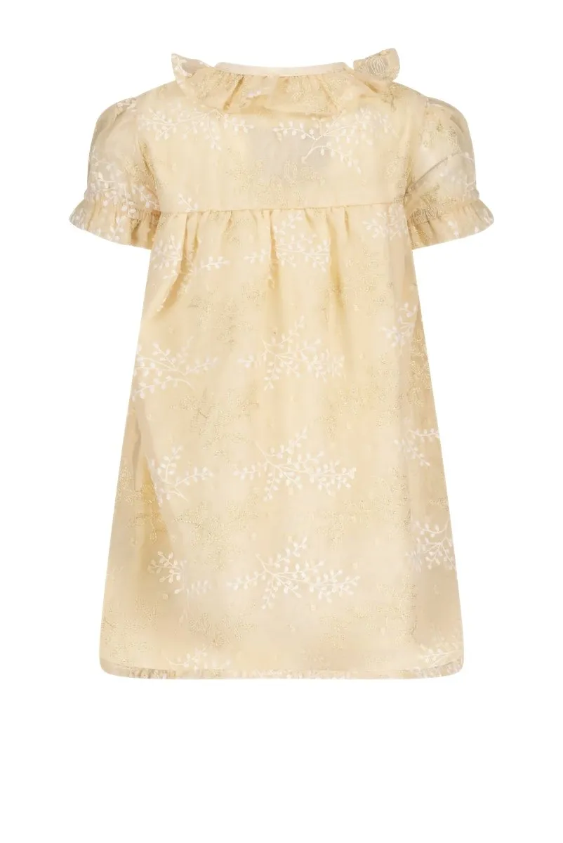 SILLY leaf-chiffon jurk Cappuccino
